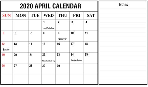 Free Printable Calendar April 2020 For Daily Schedule Free Printable