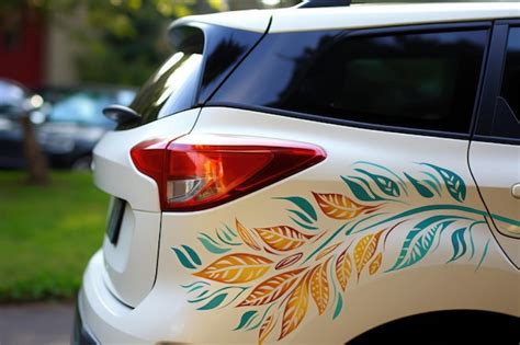 Premium Ai Image Vinyl Car Decal With Floral Pattern