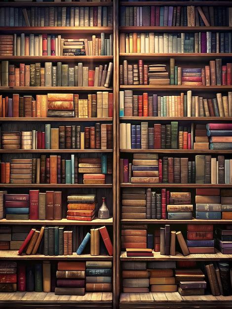 A Book Shelf With Many Books On It Premium AI Generated Image