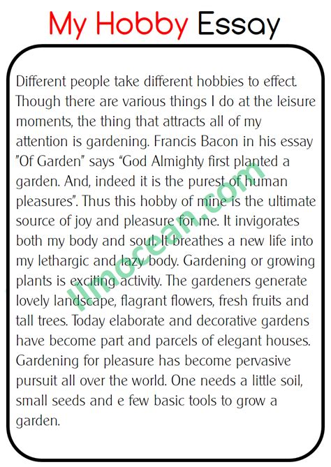 Essay On My Hobby Gardening In Hindi Fasci Garden