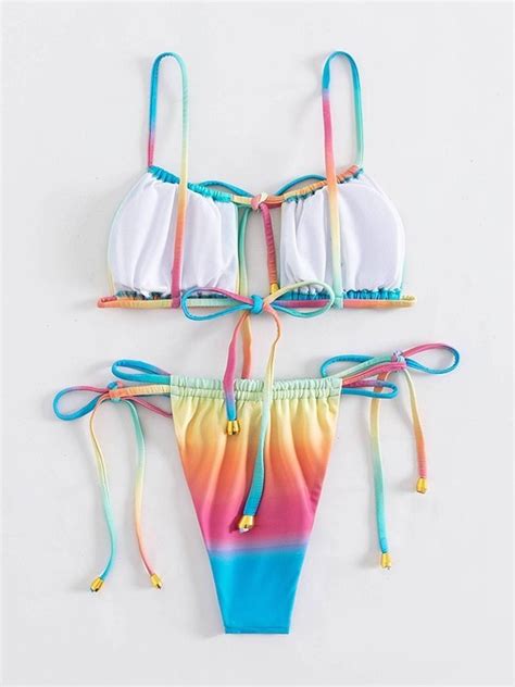 Emmiol Kostenloser Versand Bikini Set Mit Tr Gern Und Farbverlauf