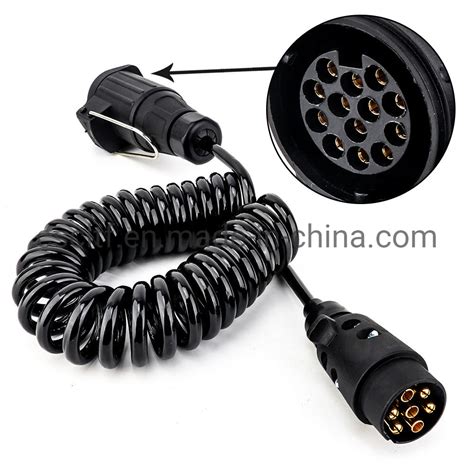 Wholesale High Quality 12v Spring Coiled Cable 7 Pin To 13 Pin Electrical Trailer Truck Spiral