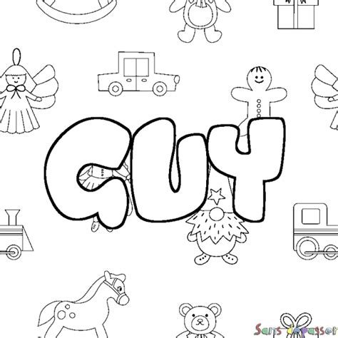 Coloriage Prénom Guy Décor Jouets Sans Dépasser