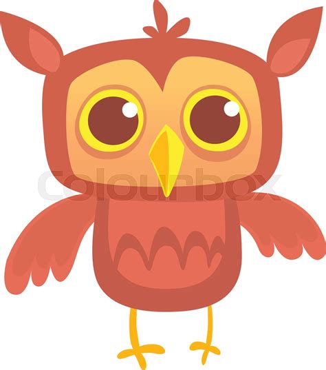 Funny Cartoon Owl Isolated On White Stock Vector Colourbox