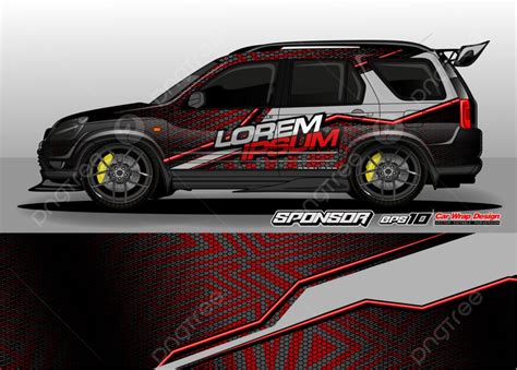 Gambar Mockup Desain Vektor Grafis Livery Mobil Balap Templat Untuk