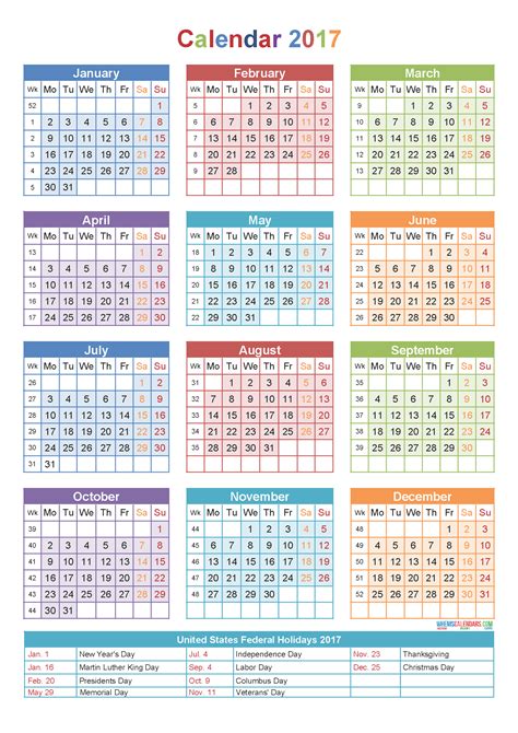 2017 calendar with week numbers printable – 2020 Printable calendar posters images wallpapers free