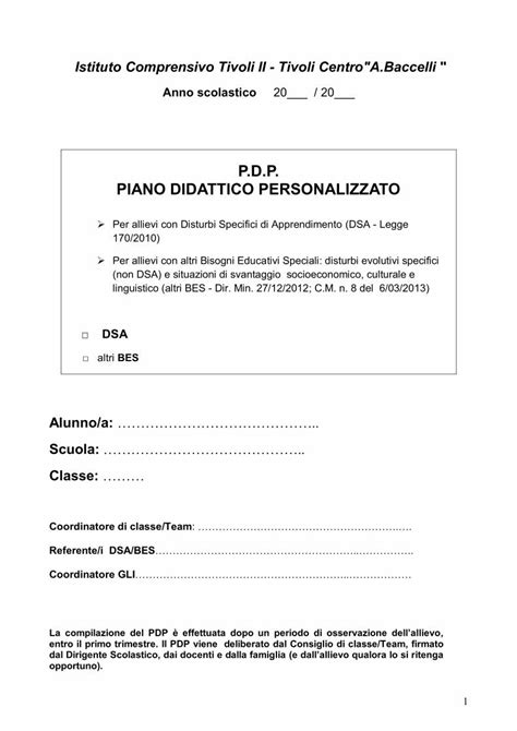 Pdf P D P Piano Didattico Personalizzato L Uso Di Mediatori