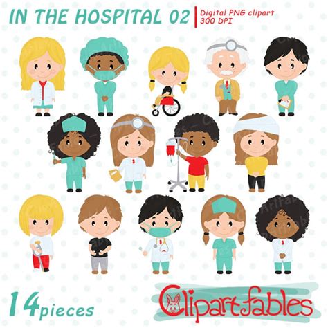 HOSPITAL Clipart, Medical Clip Art, Cute Nurse and Doctor Clipart INSTANT Download ,digital ...