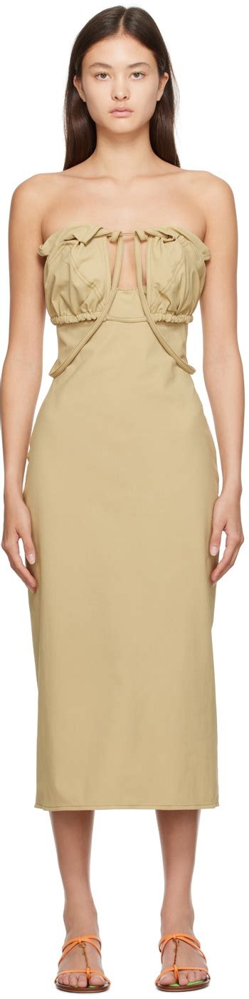 Jacquemus Khaki Le Raphia La Robe Bikini Midi Dress Jacquemus
