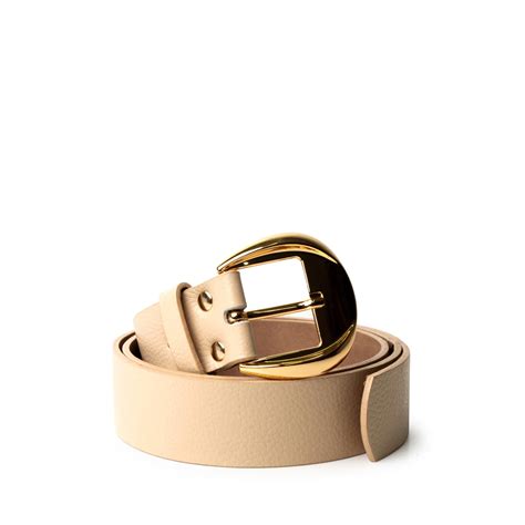 Cinto Em Couro Nude Baunilha Detalhe Ouro Cf Bege
