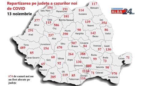 HARTA repartizării pe județe a cazurilor noi de COVID înregistrate în