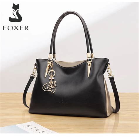 FOXER Bolso De Mano De Piel De Vaca Para Mujer Bandolera Grande A La