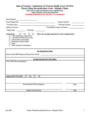 Fillable Online Timely Filing Reconsideration Form Multiple