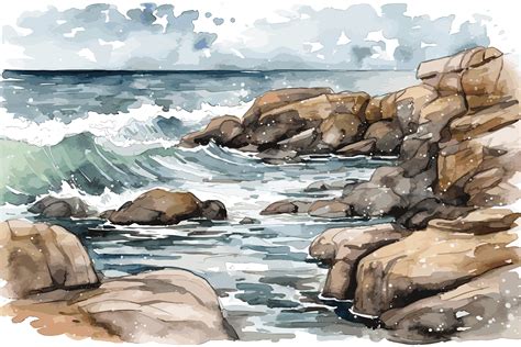 Watercolor Drawing Sea Landscape Graphic by saydurf · Creative Fabrica