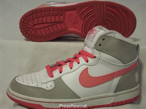 Nike Pink White & Gray Hi Tops Kids Girls Shoes Youth 5