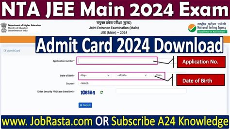 JEE Main Admit Card 2024 Download Start, Check Direct Link - Jobrasta ...