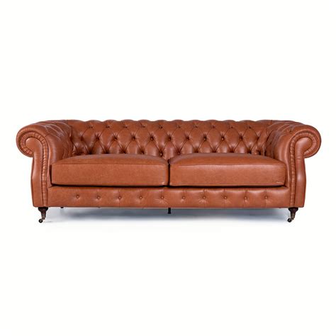 Sof Chesterfield Luxor Cuero Advanced Cuerpos Terracota Nyr