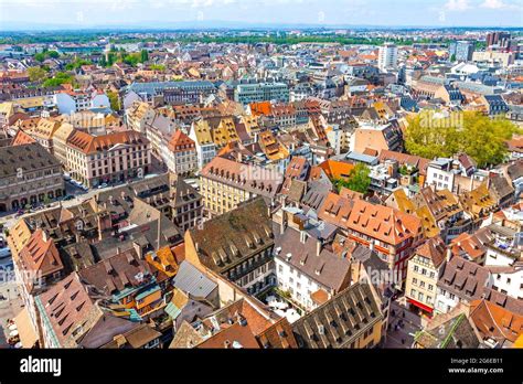 Skyline Aerial View Of Strasbourg Old Town Grand Est Region France