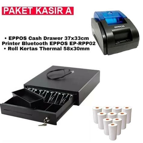 Jual Paket Kasir A Cash Drawer Printer RPP02 Kertas Struk 58mm