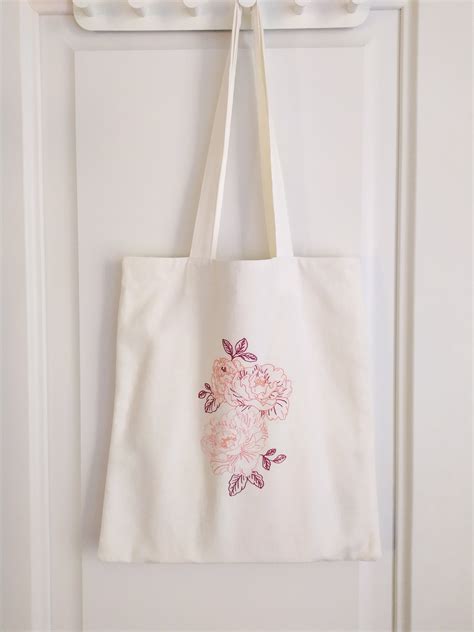 Wildflowers Embroidered Tote Bag Floral Embroidery Shoulder Etsy