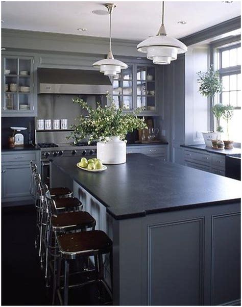 Grey Kitchen Cabinets With Black Countertops Inspirations