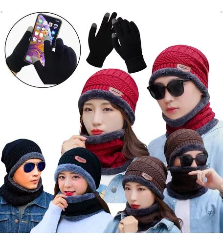 Kit Touca De Frio Gorro Cachecol Luva Touch Screen Mercadolivre