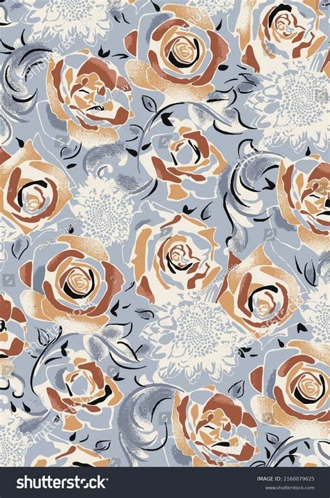 Floral Colorful Fabric Patterns Combined With Motifs And Textural Movements Abstract Pattern