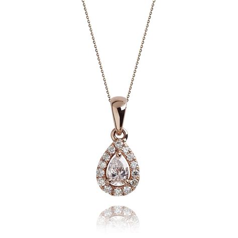 18ct Rose Gold Pear Shape Diamond Pendant Pravins Jewellers