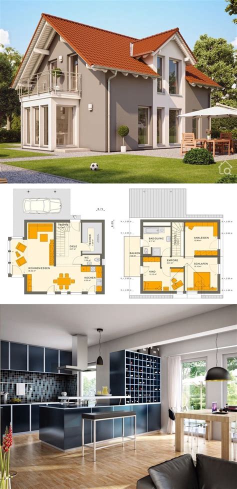 Fertighaus Mit Satteldach Architektur Zwerchgiebel Grundriss Offen