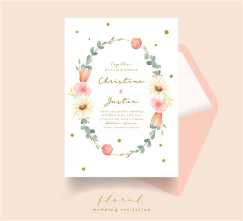 Invitaci N De Boda Floral Acuarela Vector Premium