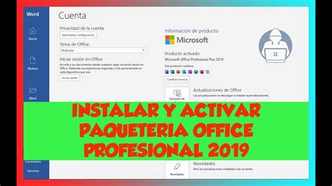 INSTALAR Y ACTIVAR OFFICE PROFESIONAL 2019 ACTIVACION GARANTIZADA