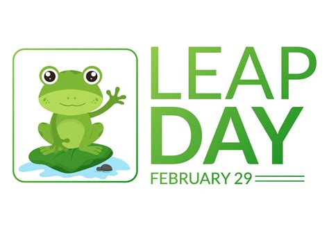 Happy Leap Day On 29 February With Cute Frog In Flat Style Cartoon Hand Drawn Background