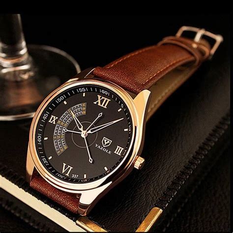 Yazole Elegant Men Business Leather Quartz Wrist Watch