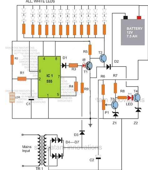 Emergency Light Battery Charger Circuit Diagram