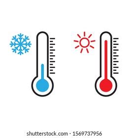Thermometer Vector Icon Set Hot Cold Stock Vector Royalty Free Shutterstock