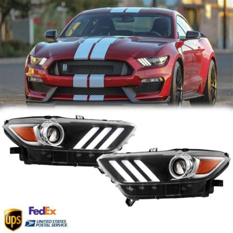 For Ford Mustang Hid Xenon Headlights Led Drl Black