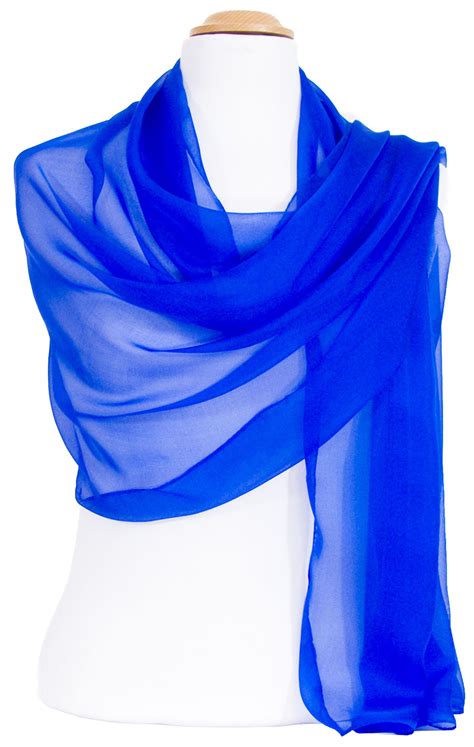 Etole Bleu Vif Mousseline De Soie Premium Foulard En Mousseline De