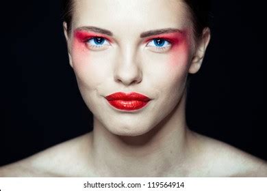 Portrait Beautiful Sexy Brunette Girl Red Stock Photo 119564914 Shutterstock