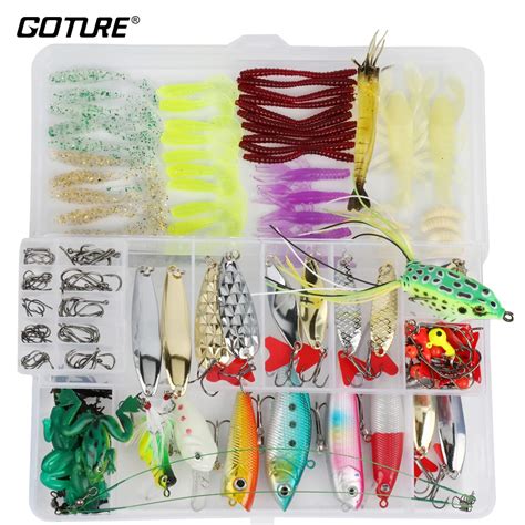 Goture Fishing Lure Kit Pcs Set Minnow Popper Crank Spinner Metal