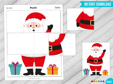 Santa Puzzle Printable, Educational Preschool, Santa Worksheet, Busy Books, Puzzles, Santa Claus ...