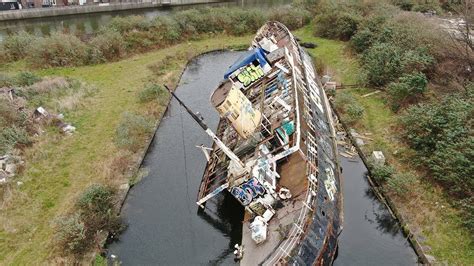 Mv Naomh Anna Ship Now Listing In Dublins Grand Canal Dry Dock Youtube