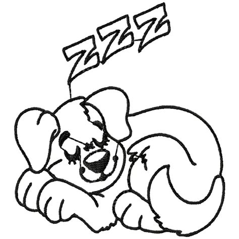 Sleeping Dog Outline Embroidery Design