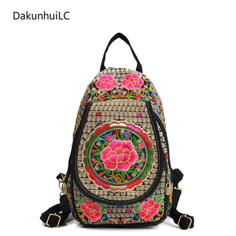 Hmong Mochila De Lona Bordada A Mano Para Mujer Bolso Con Logotipo De Marca Estilo Chino