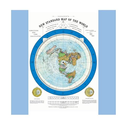1892 Mapa De La Tierra Plana Alexander Gleason S New Etsy México