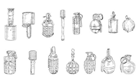 Premium Vector Grenades Handdrawn Collection