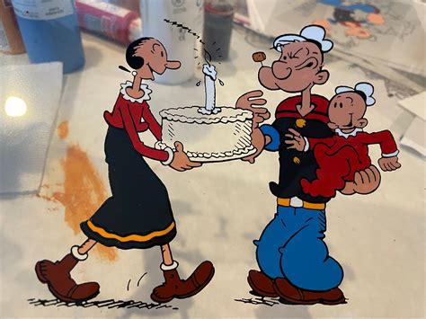 Popeye Olive Oil and Sweet Pea Hand Painted Animation Cel Art ...