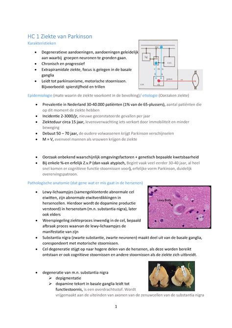 Hoorcollege En Hc Ziekte Van Parkinson Karakteristieken