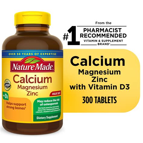 Nature Made Calcium Magnesium Oxide Zinc With Vitamin D3 Tablets 300 Ct Le Migliori Offerte