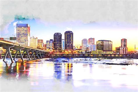 Richmond City Skyline Digital Art by Dim Dom