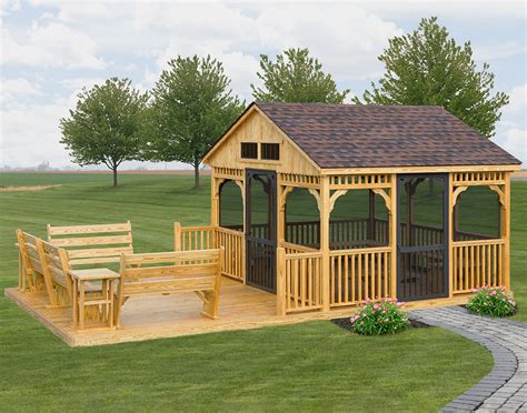 Treated Pine Single Roof Rectangle With Deck Gazebos Gazebos By